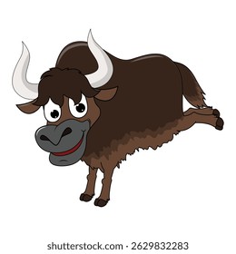 Cute Yak Animal Cartoon Illustration