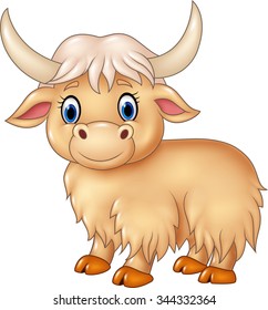 Cute yak animal isolated on white background