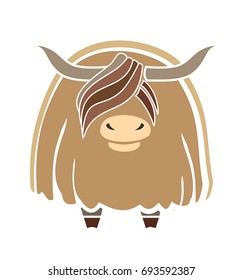 Cute Yak Animal Isolated On White Background