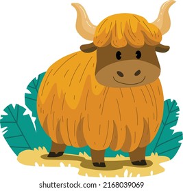 Cute yak cartoon animal alphabet mascot with background
