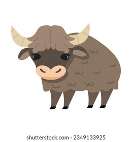 Cute yak cartoon vector flat