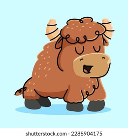 Cute Yak cartoon. vector cartoon illustration