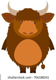 Cute-Yak auf weißem Hintergrund, Vektorgrafik