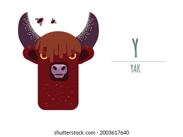 Cute yak in the shape of a letter - Y.
children's alphabet. poster, postcard