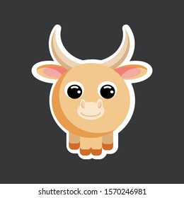 cute yak sticker template in flat vector style