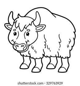 Cute yak. Vector illustration of cute cartoon  yak character for children, coloring and scrap book