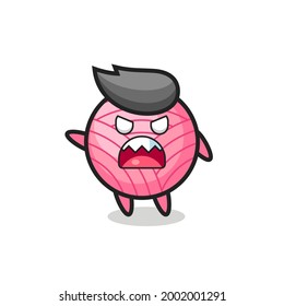cute yarn ball cartoon in a very angry pose , cute style design for t shirt, sticker, logo element