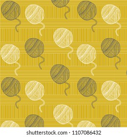 cute  yarn balls pattern, vector illustration