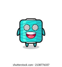 cute yarn spool character with hypnotized eyes , cute style design for t shirt, sticker, logo element