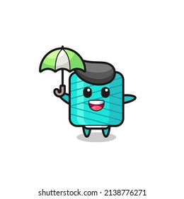 süße Garnspoolgrafik mit einem Regenschirm , süßes Design für T-Shirt, Aufkleber, Logo-Element