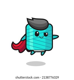 cute yarn spool superhero character is flying , cute style design for t shirt, sticker, logo element
