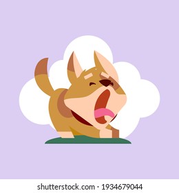 Cute yawning sleepy dog. artoon style. Conceptual vector illustration