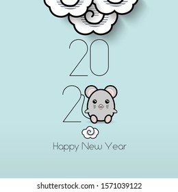 Cute Year of the Rat New Year. Minimalist Creative Design Concept Background