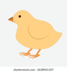 "Cute Yellow Baby Chick Cartoon Illustration Isolated on White"