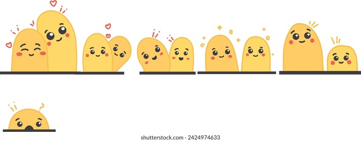 : cute yellow background,timeline,isolated,vertical cute little poppy face,cute couples,sweet faces,yellow background. vector isolated