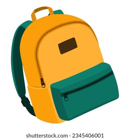 Cute yellow backpack for school isolated icon, learning and travel concept