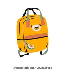 Cute yellow backpack. Trendy vector illustration.