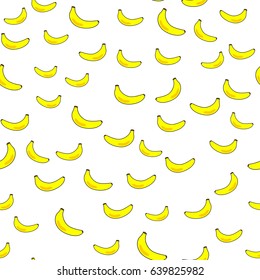 Cute yellow banana, seamless wallpaper, background for boys, girls, clothes. Color backdrop. Funny wallpaper for textile and fabric.Fashion style.Colorful bright