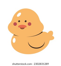 Cute yellow bathroom duck vector cartoon character isolated on a white background.