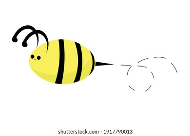 Cute Yellow Bee Vector Illustration