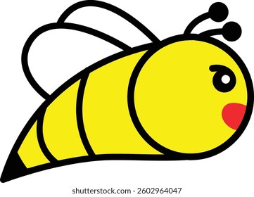 Cute Yellow Bee Vector Illustration