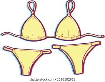 Cute yellow bikini icon fun beach summer pool