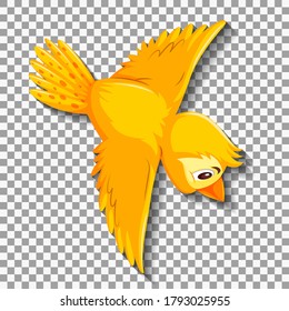 Cute yellow bird cartoon character illustration