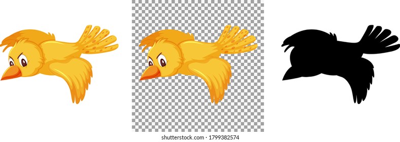 Cute yellow bird cartoon character illustration