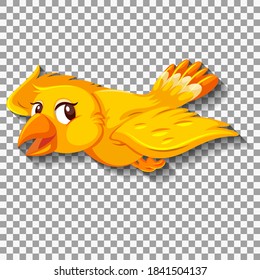 Cute yellow bird cartoon character illustration