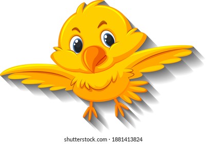 Cute yellow bird cartoon character illustration