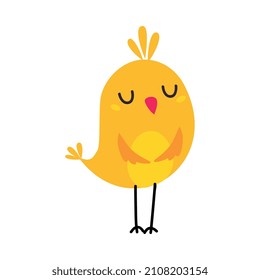 Caracteres de pájaro amarillo lindo cantando representando la ilustración del vector de concierto