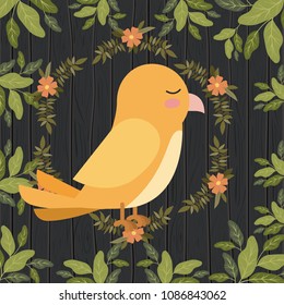 cute yellow bird in forest scape scene