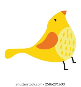 Cute yellow bird isolated on white background. Vector cartoon illustration