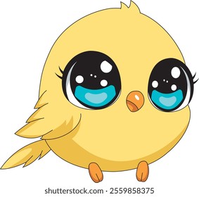 Cute yellow bird vector animal mascot