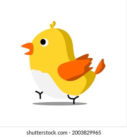 cute yellow bird vector illustration with cartoon style.