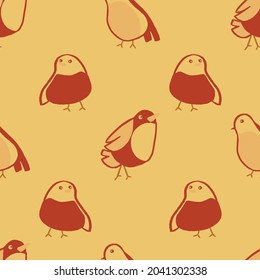 Cute yellow birds seamless pattern background print. Vector illustration. For kids or home decor projects. Surface pattern design.