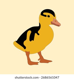 Lindo amarillo y negro patito Ilustración vectorial