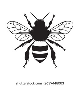A cute yellow and black honey bee cartoon vector illustration shows the happy insect flying with its wings, isolated on a white background.