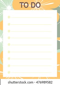 cute yellow blue vector printable to do list with flowers