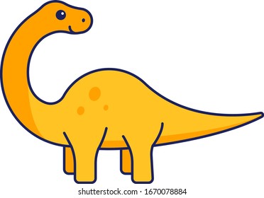 cute yellow brachiosaurus kids dinosaur illustration vector icon