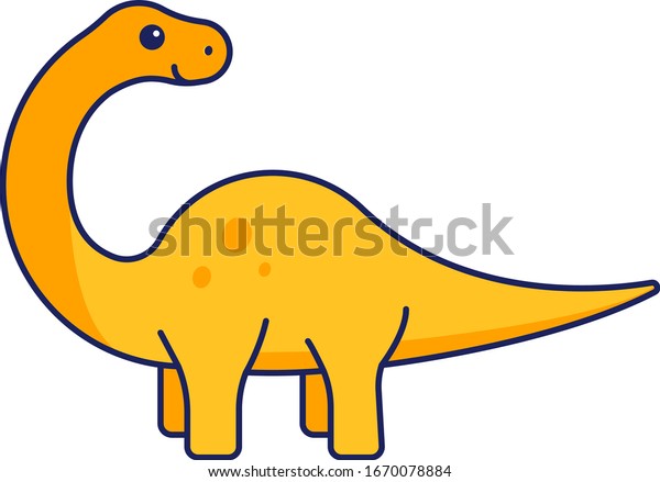 Cute Yellow Brachiosaurus Kids Dinosaur Illustration Stock Vector ...