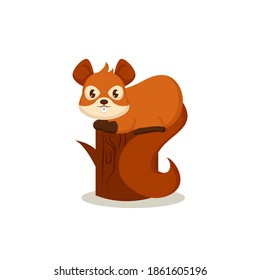 Cute yellow brown squirrel forest animal