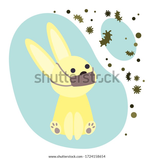 Download Cute Yellow Bunny Wearing Medical Mask Stock Vector Royalty Free 1724158654 PSD Mockup Templates