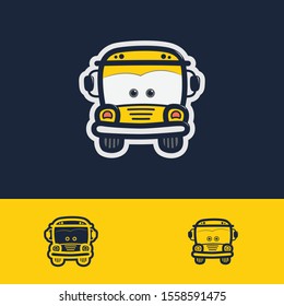 Cute Yellow Bus Character Vector Illustration