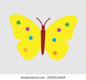 cute yellow butterfully vector template illustration for children kids drawing coloring book