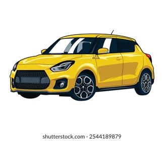 cute yellow Car vector and illustration