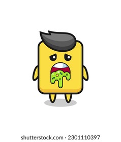 el lindo personaje de la tarjeta amarilla con puke , diseño de estilo lindo para camiseta, pegatina, elemento logo