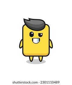 cute yellow card mascot with an optimistic face , cute style design for t shirt, sticker, logo element