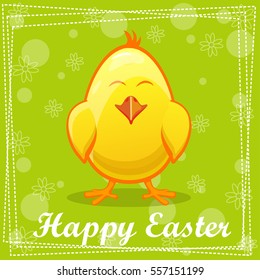 Cute yellow cartoon chicken 