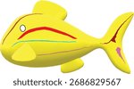 Cute Yellow Cartoon Fish Vector Illustration – Colorful Marine Animal Design for Kids, Ocean, and Sea Life Themes